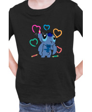 Детска Тениска Lilo And Stitch Stitch Drawing Hearts