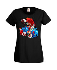 Дамска Тениска Super Mario Sonic Mario Zombie Vs Sonic Zombie