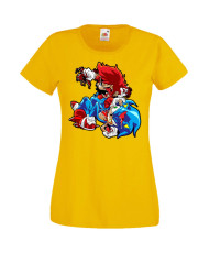 Дамска Тениска Super Mario Sonic Mario Zombie Vs Sonic Zombie
