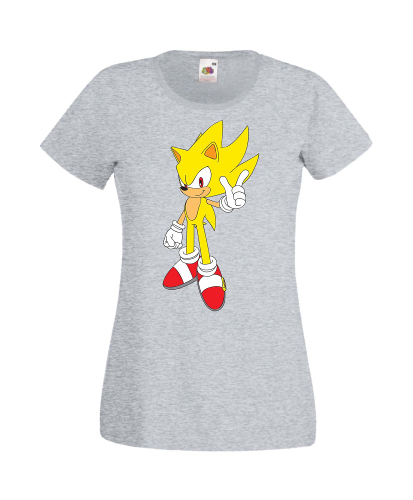 Дамска Тениска Sega Sonic Tales Knuckles Sonic Super Sonic Yellow