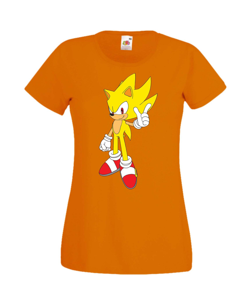 Дамска Тениска Sega Sonic Tales Knuckles Sonic Super Sonic Yellow