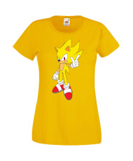 Дамска Тениска Sega Sonic Tales Knuckles Sonic Super Sonic Yellow