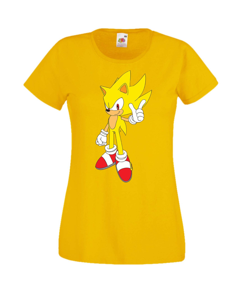 Дамска Тениска Sega Sonic Tales Knuckles Sonic Super Sonic Yellow