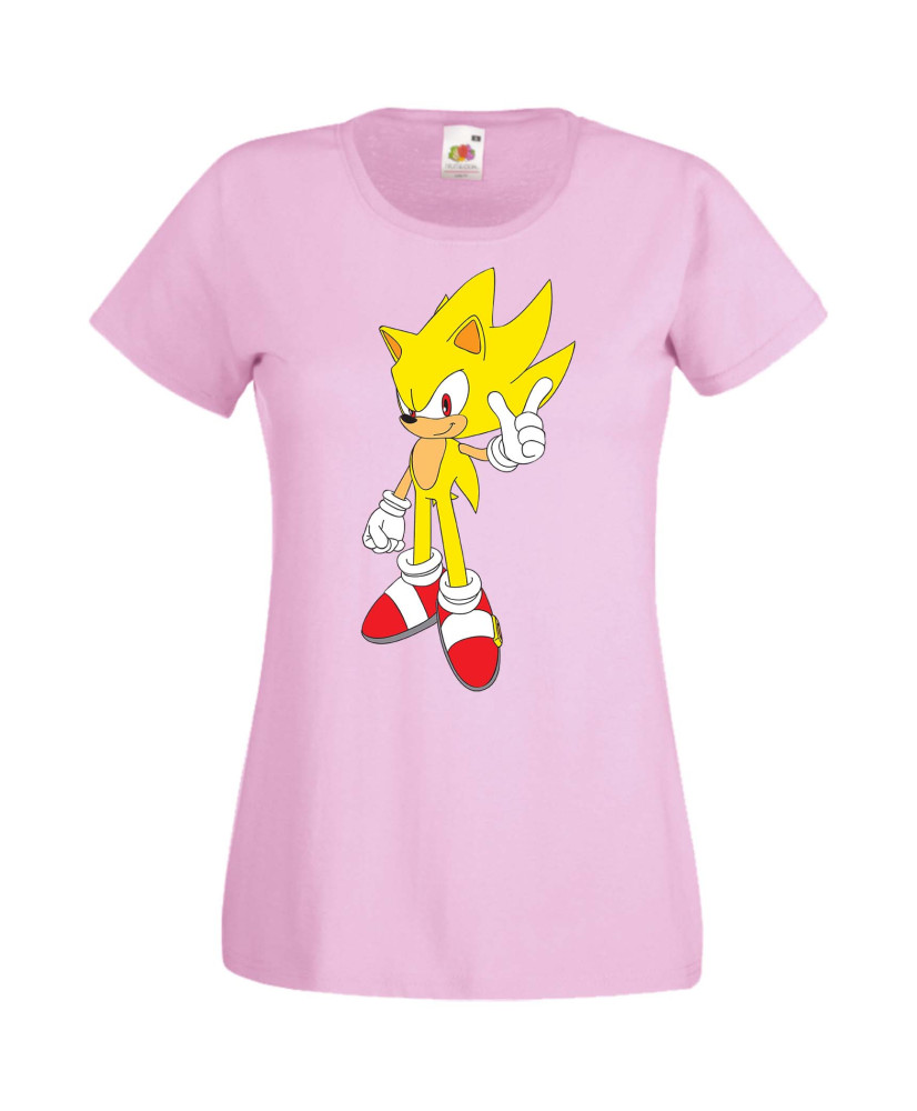 Дамска Тениска Sega Sonic Tales Knuckles Sonic Super Sonic Yellow