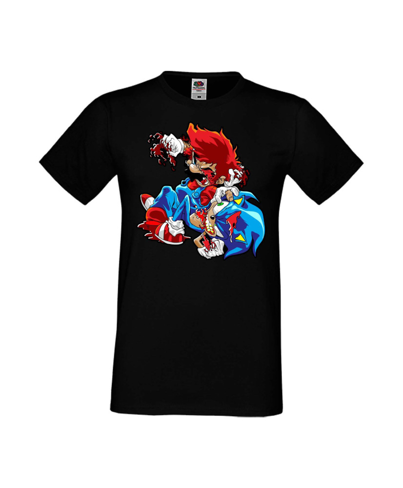 Мъжка Тениска Super Mario Sonic Mario Zombie Vs Sonic Zombie