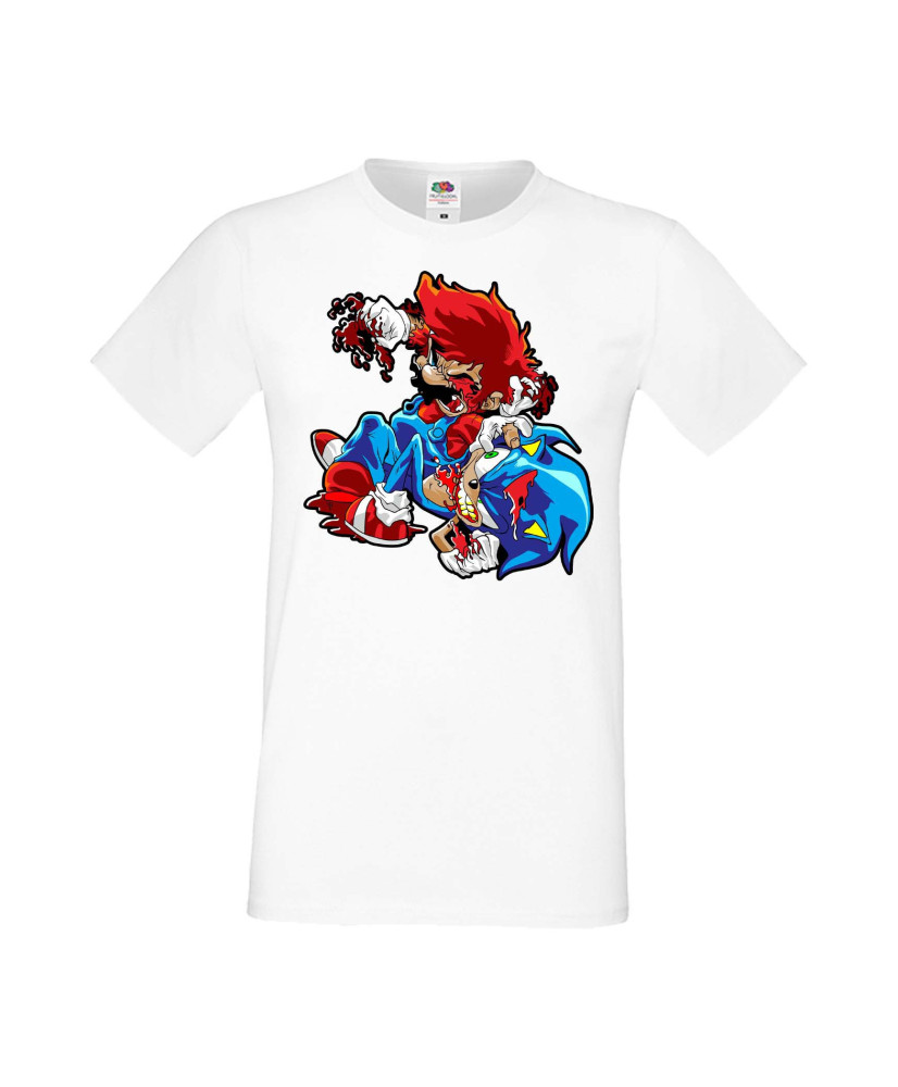 Мъжка Тениска Super Mario Sonic Mario Zombie Vs Sonic Zombie