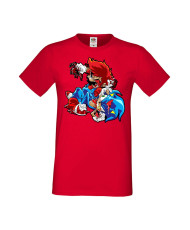 Мъжка Тениска Super Mario Sonic Mario Zombie Vs Sonic Zombie