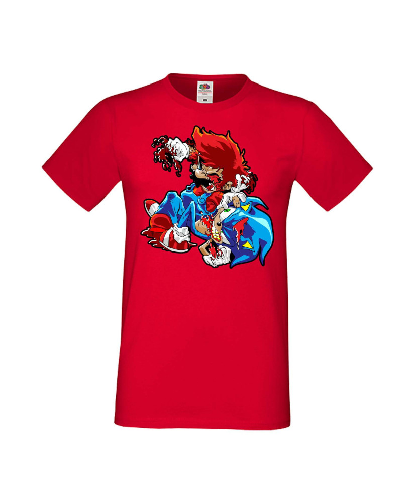 Мъжка Тениска Super Mario Sonic Mario Zombie Vs Sonic Zombie