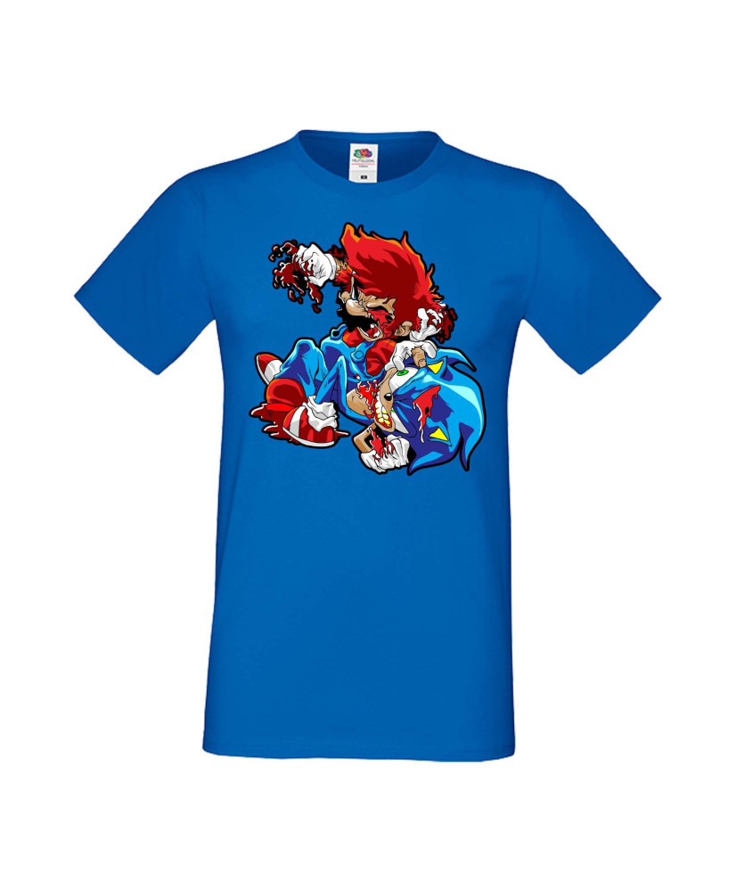 Мъжка Тениска Super Mario Sonic Mario Zombie Vs Sonic Zombie