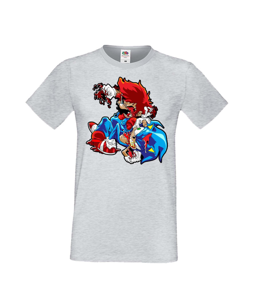 Мъжка Тениска Super Mario Sonic Mario Zombie Vs Sonic Zombie