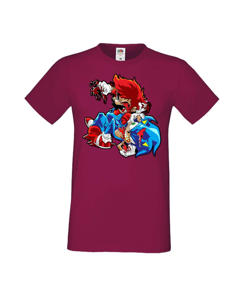 Мъжка Тениска Super Mario Sonic Mario Zombie Vs Sonic Zombie