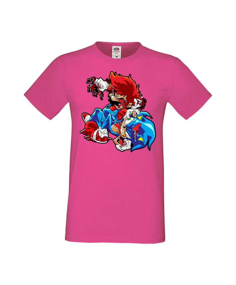 Мъжка Тениска Super Mario Sonic Mario Zombie Vs Sonic Zombie