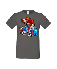 Мъжка Тениска Super Mario Sonic Mario Zombie Vs Sonic Zombie