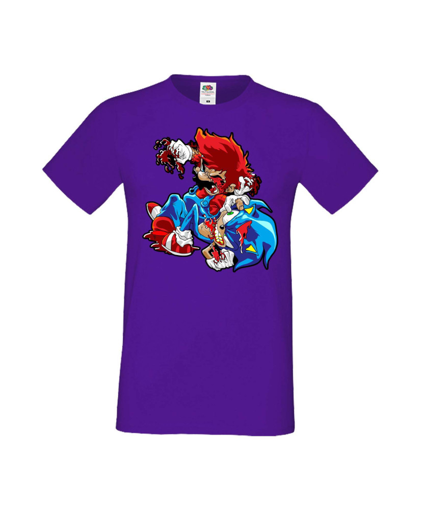 Мъжка Тениска Super Mario Sonic Mario Zombie Vs Sonic Zombie