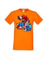 Мъжка Тениска Super Mario Sonic Mario Zombie Vs Sonic Zombie