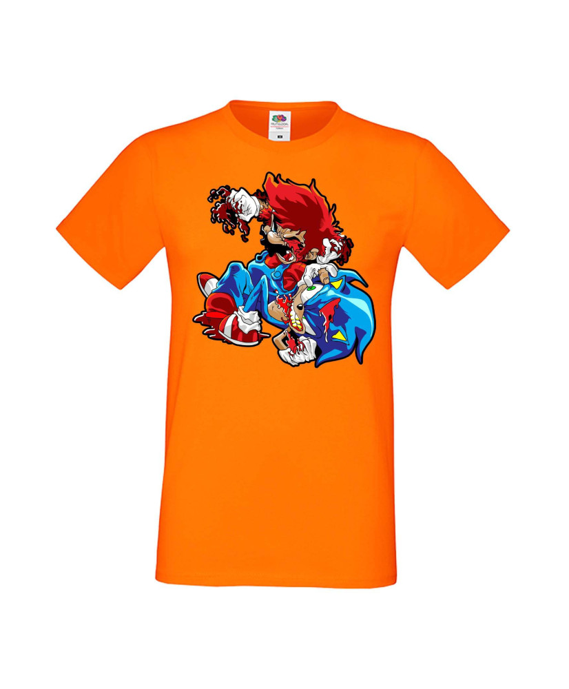 Мъжка Тениска Super Mario Sonic Mario Zombie Vs Sonic Zombie