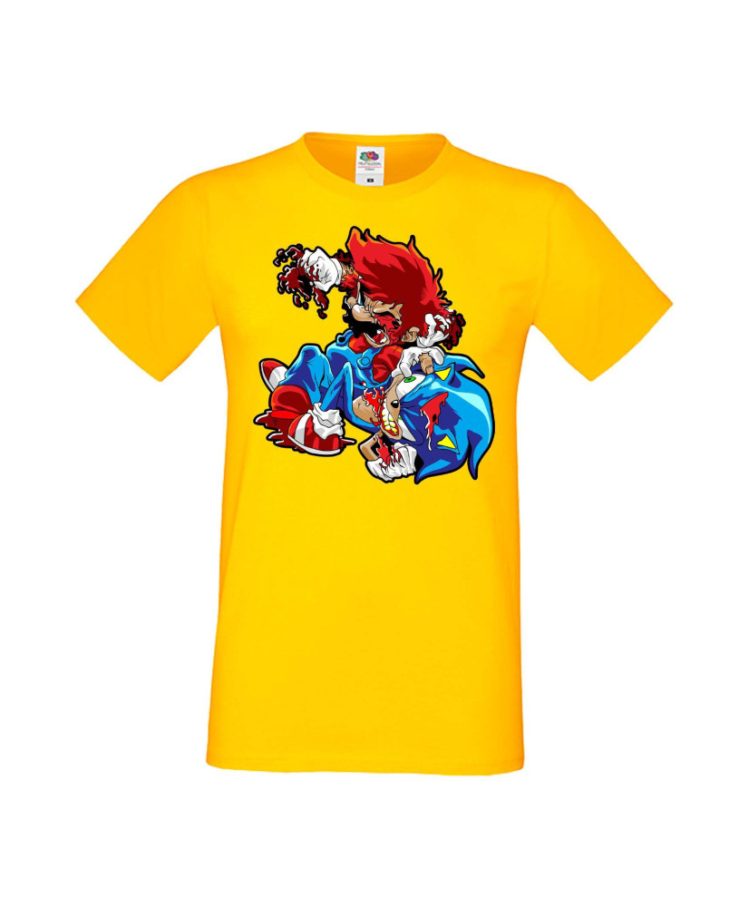 Мъжка Тениска Super Mario Sonic Mario Zombie Vs Sonic Zombie
