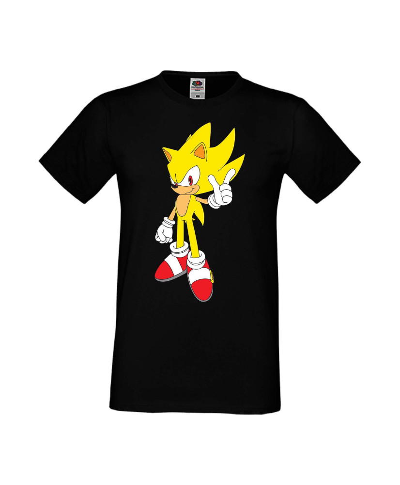 Мъжка Тениска Sega Sonic Tales Knuckles Sonic Super Sonic Yellow