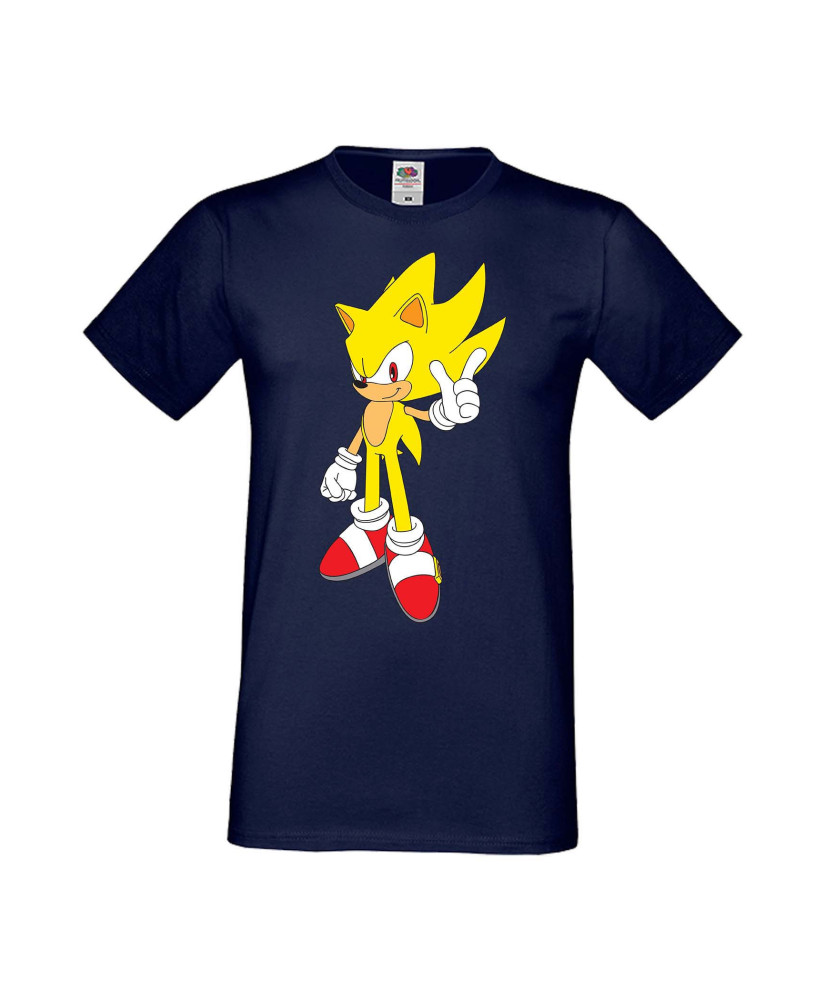 Мъжка Тениска Sega Sonic Tales Knuckles Sonic Super Sonic Yellow
