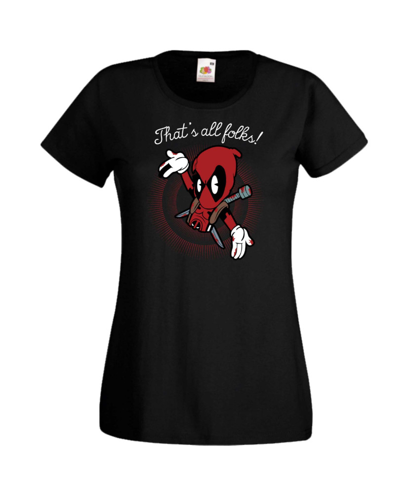 Дамска Тениска Марвел Комикси Deadpool, Marvel Comics, Marvel, Wade Wilson, X Men, That Is All Folks
