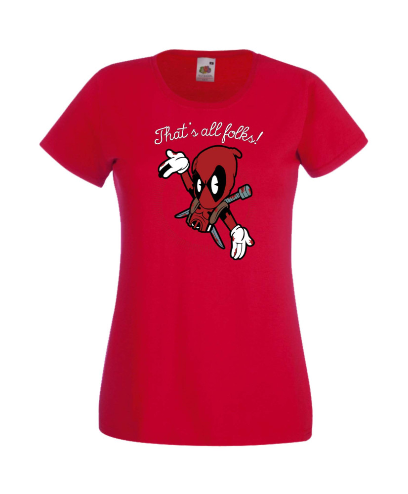 Дамска Тениска Марвел Комикси Deadpool, Marvel Comics, Marvel, Wade Wilson, X Men, That Is All Folks