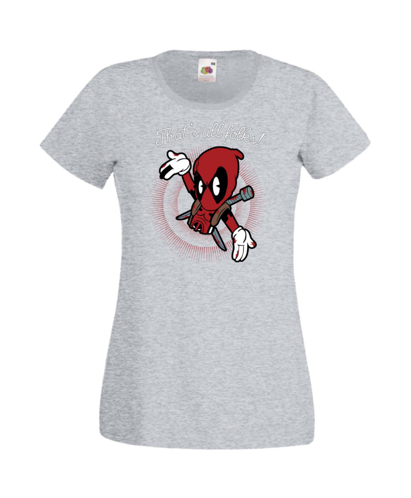 Дамска Тениска Марвел Комикси Deadpool, Marvel Comics, Marvel, Wade Wilson, X Men, That Is All Folks