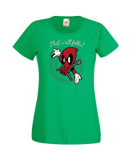 Дамска Тениска Марвел Комикси Deadpool, Marvel Comics, Marvel, Wade Wilson, X Men, That Is All Folks
