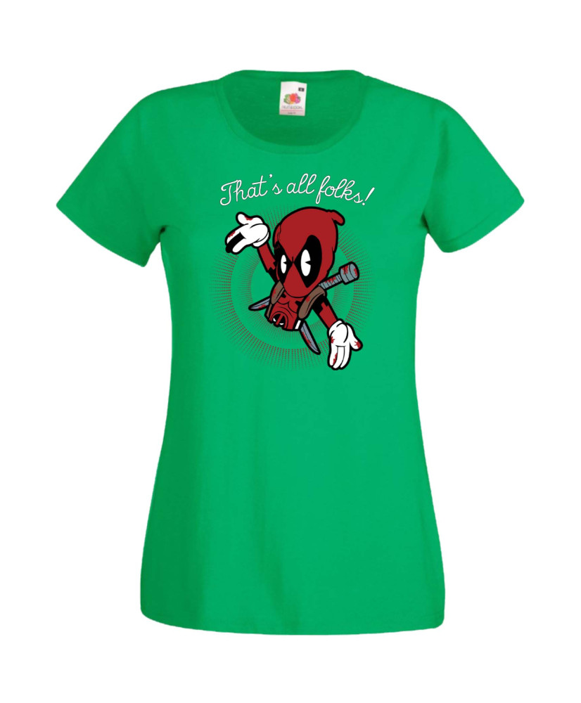 Дамска Тениска Марвел Комикси Deadpool, Marvel Comics, Marvel, Wade Wilson, X Men, That Is All Folks