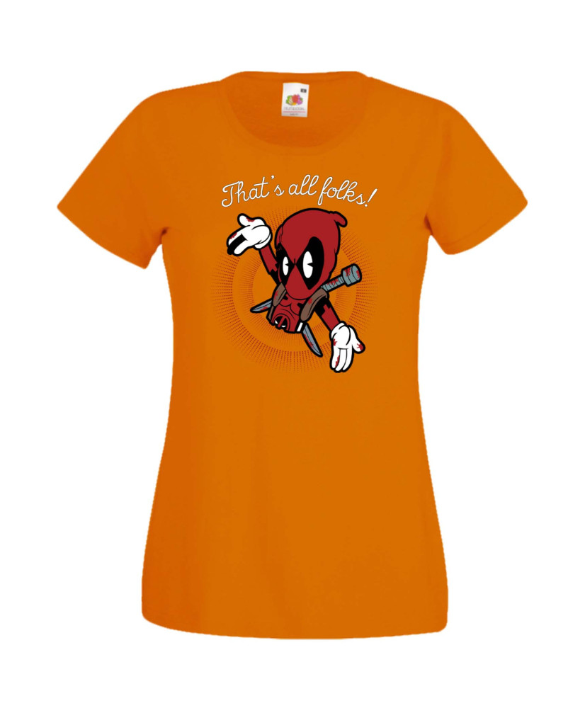 Дамска Тениска Марвел Комикси Deadpool, Marvel Comics, Marvel, Wade Wilson, X Men, That Is All Folks