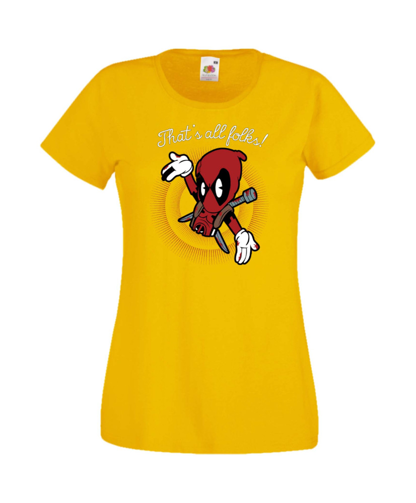 Дамска Тениска Марвел Комикси Deadpool, Marvel Comics, Marvel, Wade Wilson, X Men, That Is All Folks