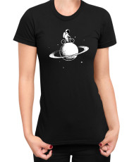 Дамска Тениска Nasa Space Theme Astronaut Bike Saturn
