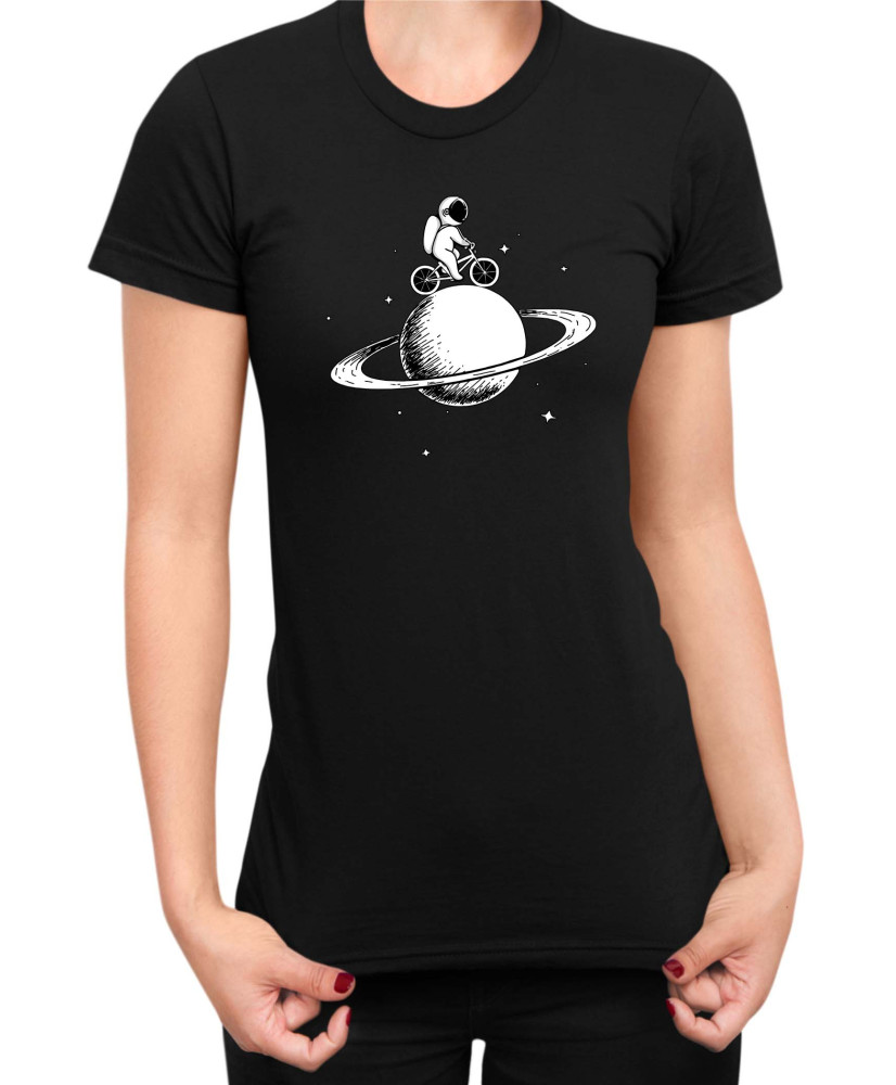 Дамска Тениска Nasa Space Theme Astronaut Bike Saturn Дамска Тениска Nasa Space Theme Astronaut Bike Saturn