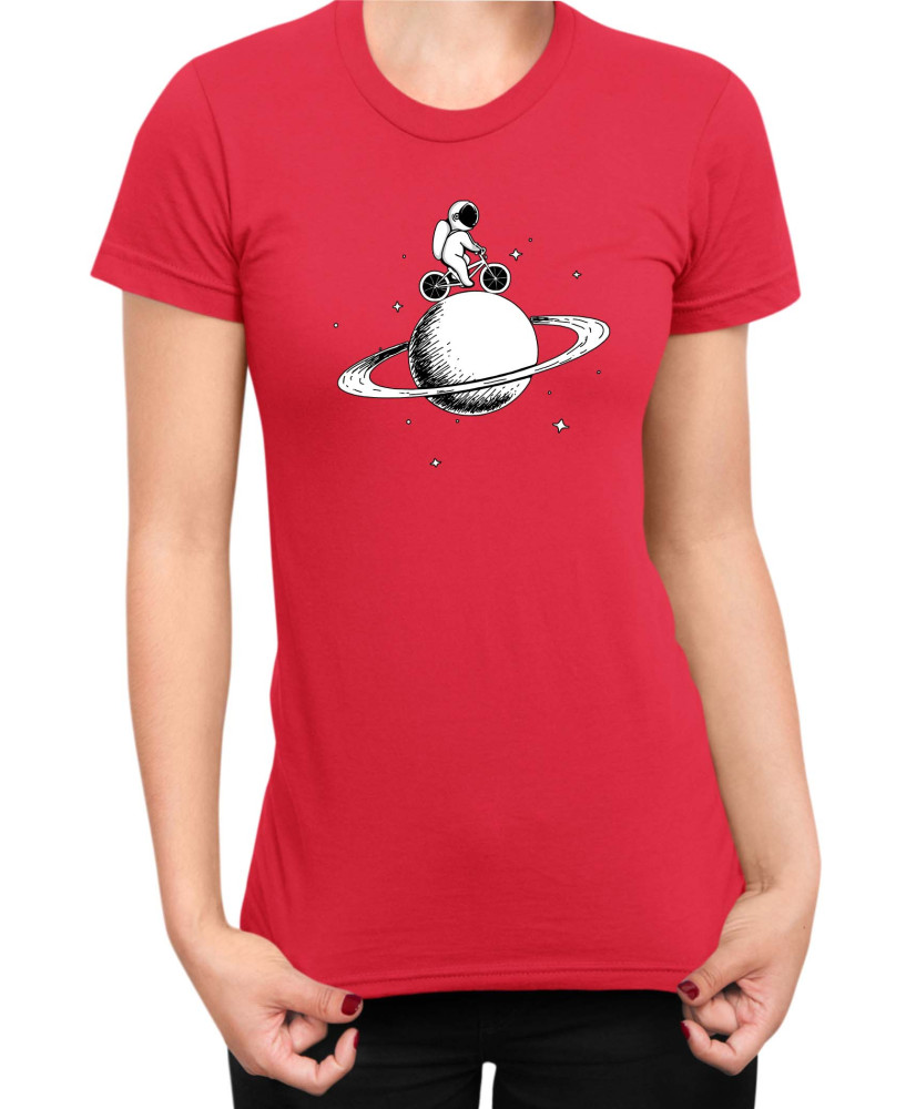 Дамска Тениска Nasa Space Theme Astronaut Bike Saturn Дамска Тениска Nasa Space Theme Astronaut Bike Saturn