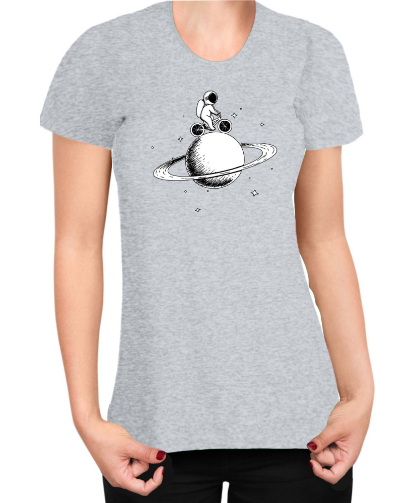 Дамска Тениска Nasa Space Theme Astronaut Bike Saturn Дамска Тениска Nasa Space Theme Astronaut Bike Saturn