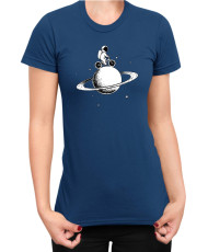 Дамска Тениска Nasa Space Theme Astronaut Bike Saturn