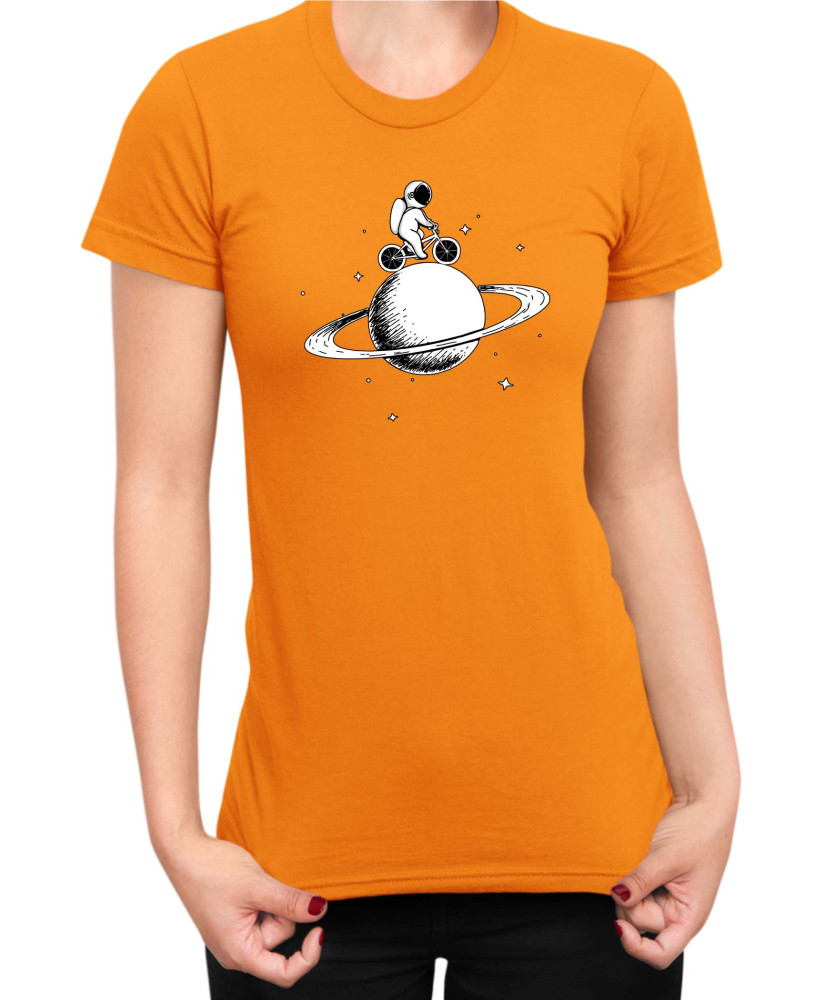 Дамска Тениска Nasa Space Theme Astronaut Bike Saturn Дамска Тениска Nasa Space Theme Astronaut Bike Saturn