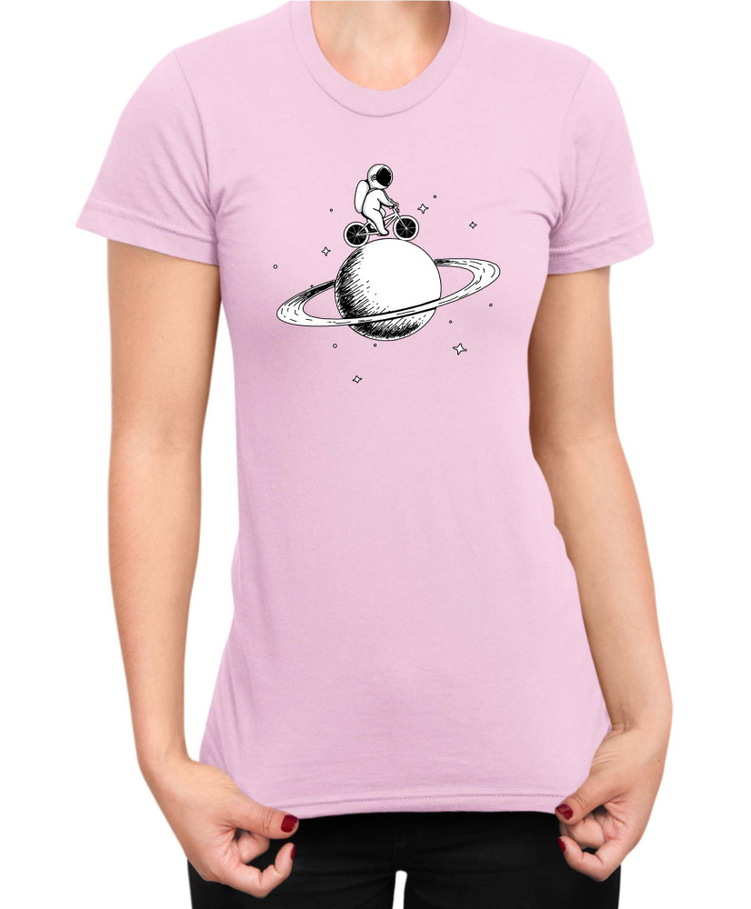 Дамска Тениска Nasa Space Theme Astronaut Bike Saturn Дамска Тениска Nasa Space Theme Astronaut Bike Saturn