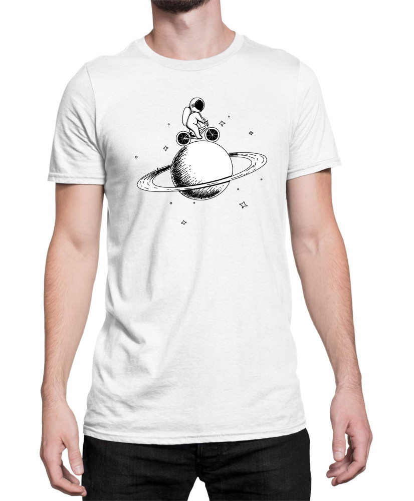 Мъжка Тениска Nasa Space Theme Astronaut Bike Saturn