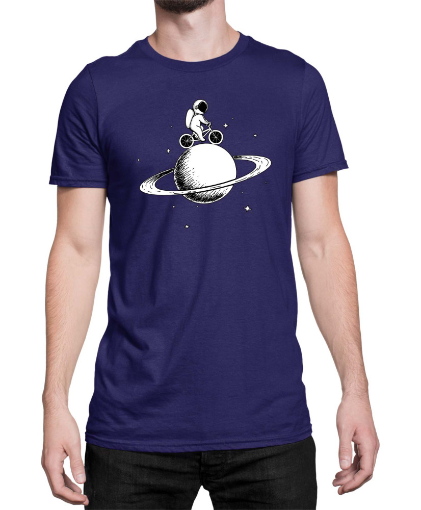 Мъжка Тениска Nasa Space Theme Astronaut Bike Saturn