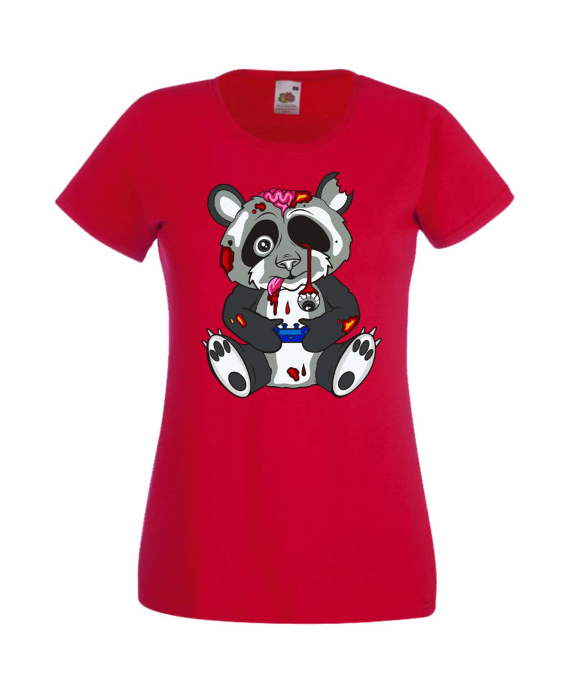 Дамска Геймърска Тениска Панда Геймър Panda Bear Zombi Gamer Stage 1