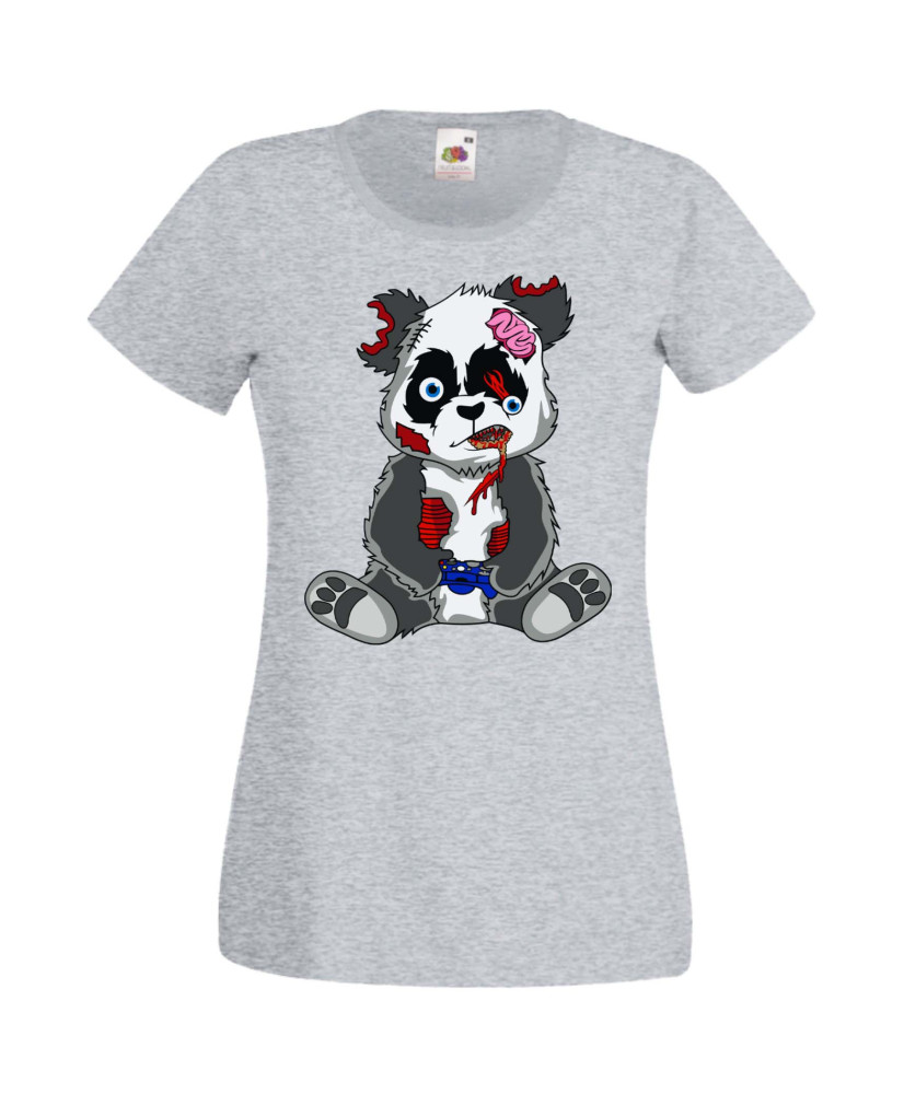 Дамска Геймърска Тениска Панда Геймър Panda Bear Zombi Gamer Stage 2