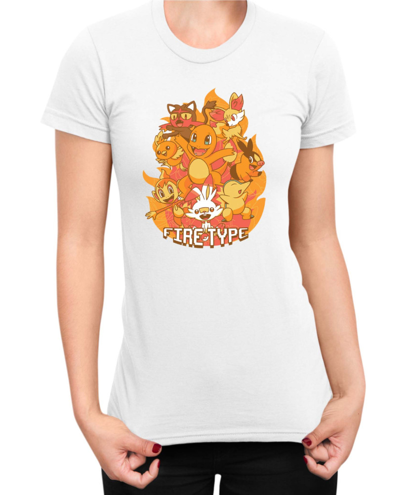 Дамска Тениска Japan Manga Anime Comics Pokemon Fire Type Дамска Тениска Japan Manga Anime Comics Pokemon Fire Type