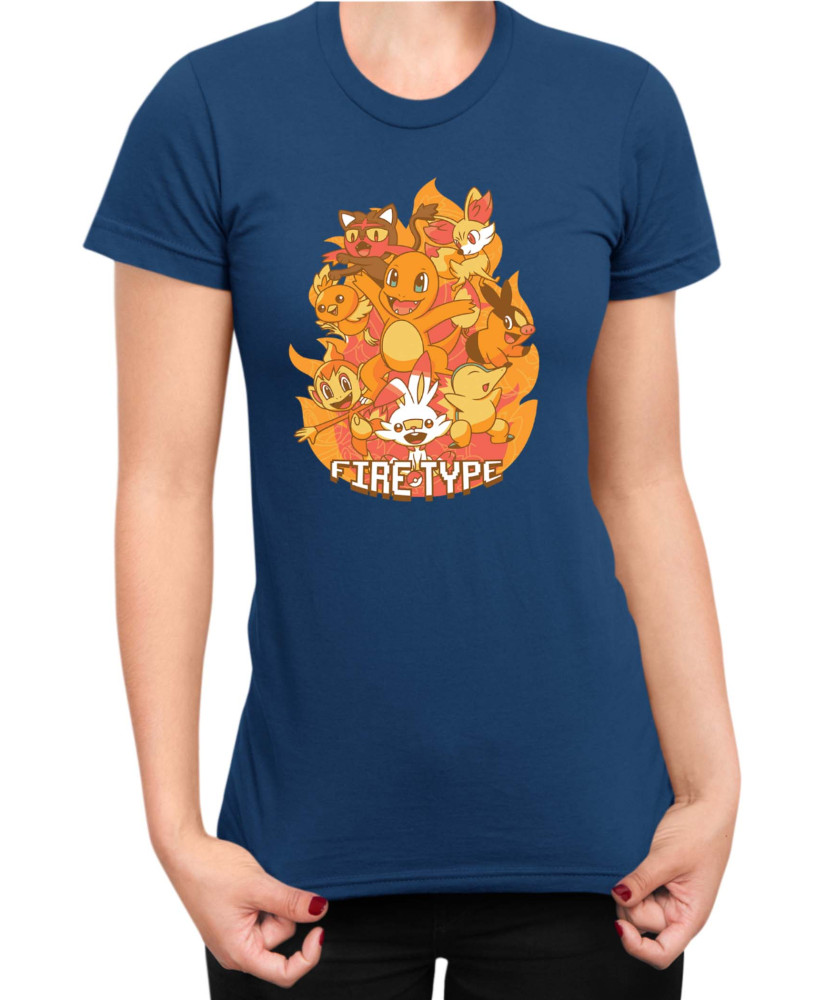 Дамска Тениска Japan Manga Anime Comics Pokemon Fire Type Дамска Тениска Japan Manga Anime Comics Pokemon Fire Type