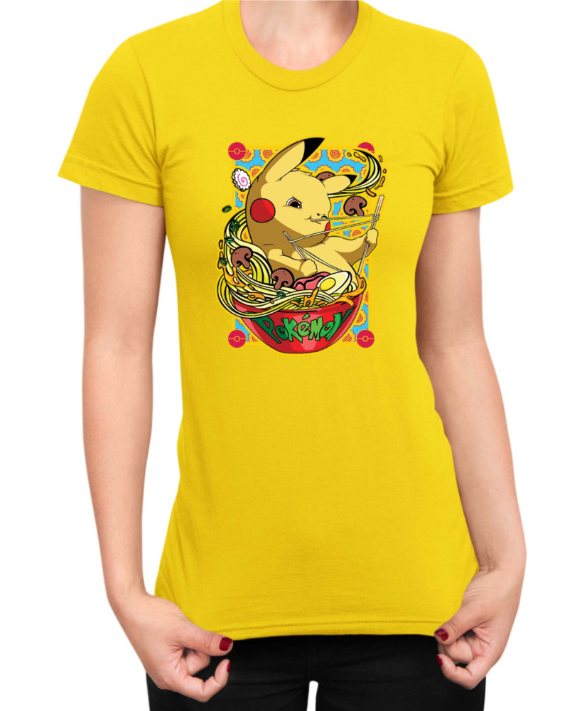 Дамска Тениска Japan Manga Anime Comics Pokemon Pikachu Ramen Дамска Тениска Japan Manga Anime Comics Pokemon Pikachu Ramen