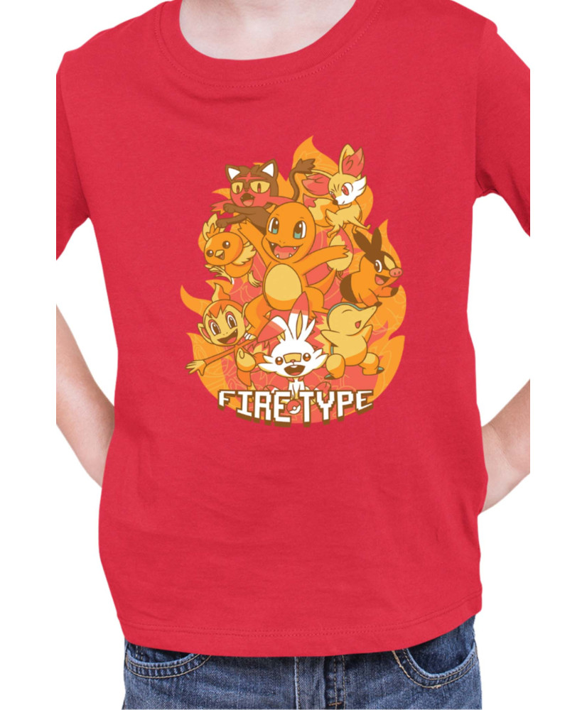 Детска Тениска Japan Manga Anime Comics Pokemon Fire Type
