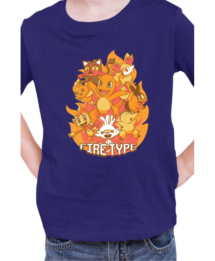 Детска Тениска Japan Manga Anime Comics Pokemon Fire Type
