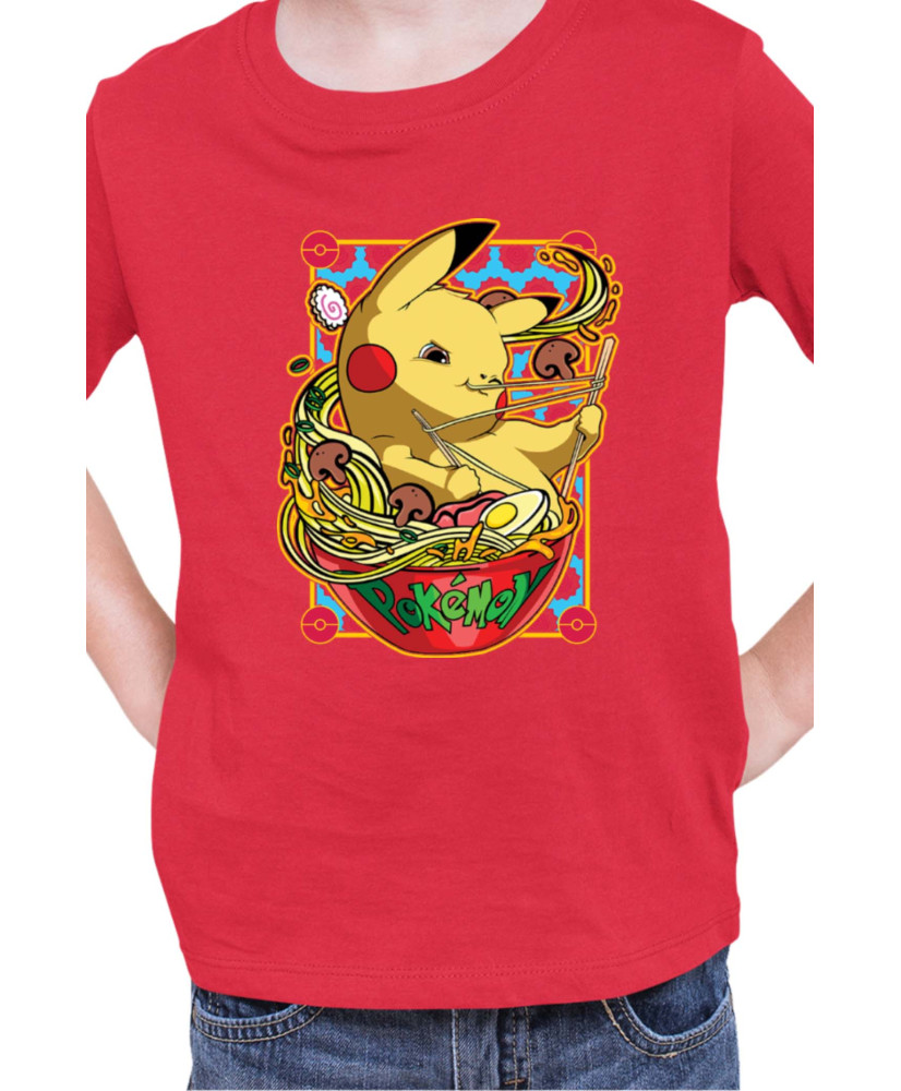 Детска Тениска Japan Manga Anime Comics Pokemon Pikachu Ramen