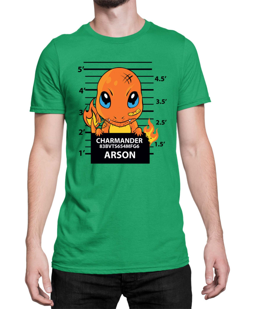 Мъжка Тениска Japan Manga Anime Comics Pokemon Charmander Wanted