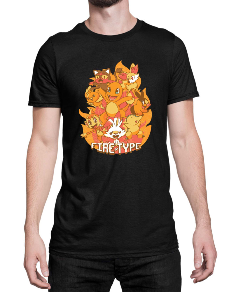 Мъжка Тениска Japan Manga Anime Comics Pokemon Fire Type