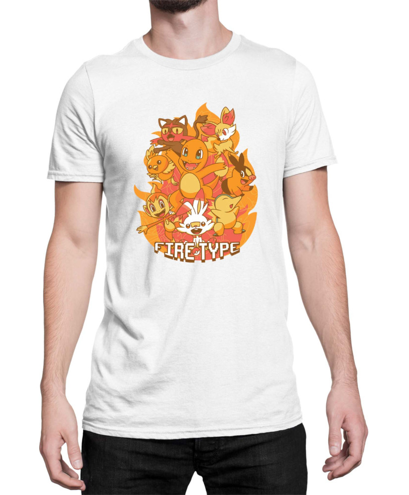 Мъжка Тениска Japan Manga Anime Comics Pokemon Fire Type